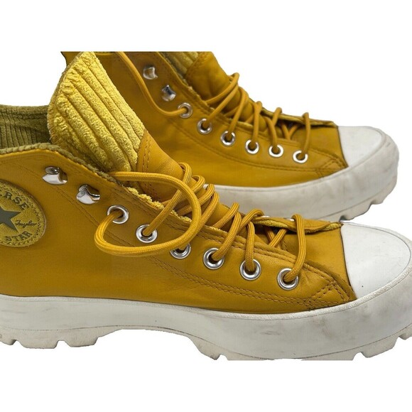 Converse Chuck Taylor All Star High Top Leather Lugged Boots Gold Dart Size 9 - Picture 15 of 16